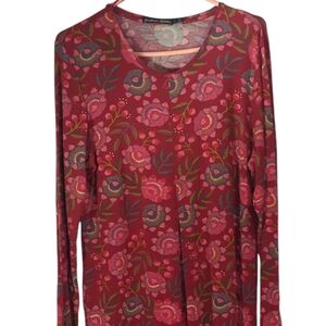 GUDRUN SJODEN Jersey Knit Dress Red And Pink Floral Size L